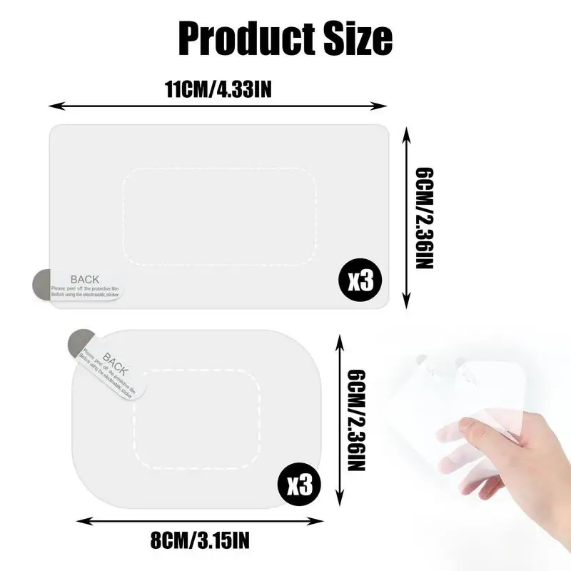 Dashcam Windshield Sticker 6pc Windshield Sticker Electrostatic Stickers For Dash Cam Transparent Windshield Film Screen Sticker