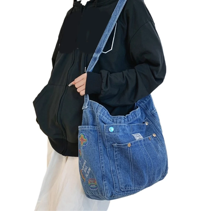 Shoulder Bag for Women Multifunctional & Stylish Denims Crossbody Bag Vintage Denims Shoulder Bag for Everyday Use Gift E74B