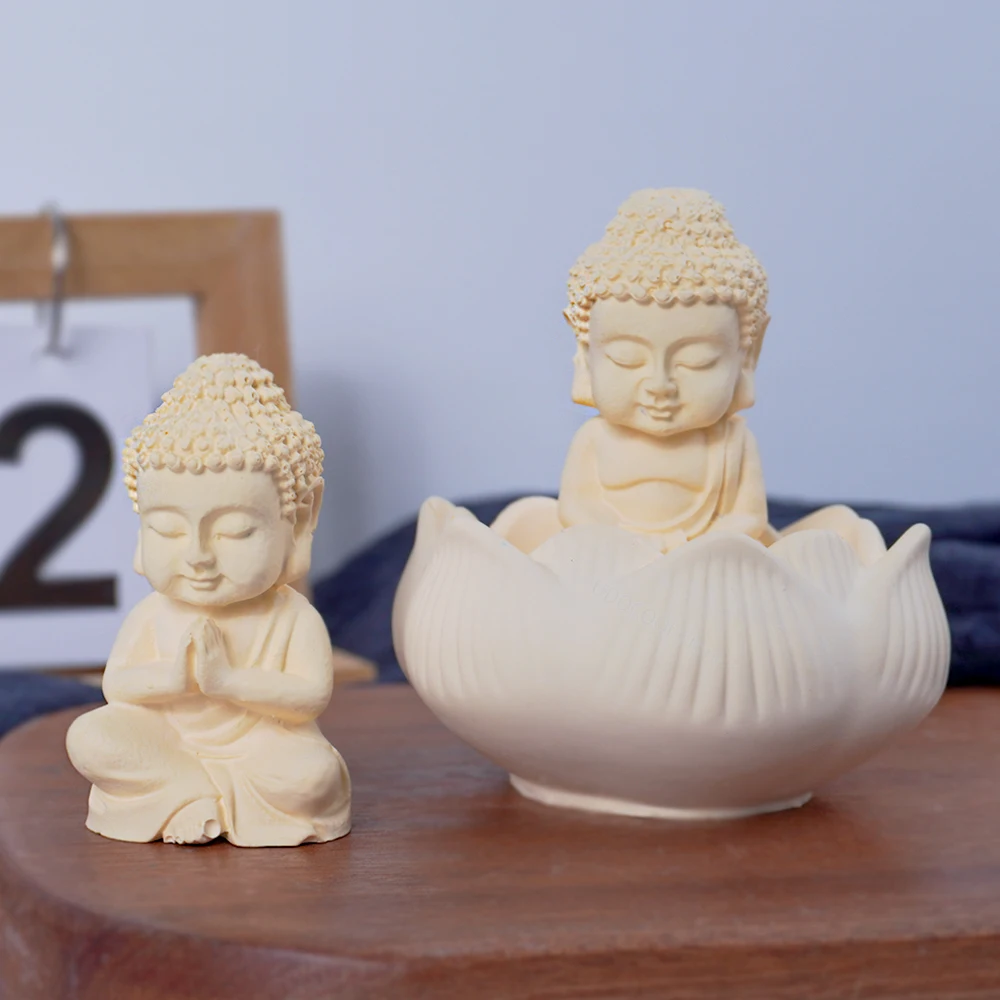Aromatherapy Candle Mold Silicone Mold Silicone Candle Molds Silicone Candle Mold Candle Mold Beeswax Mold Meditation Buddha Shape DIY 3D Statue Candle Resin Plaster Soap Making Mould