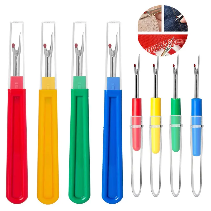 Pack of 4 Seam Ripper Scissors Stainless Steel Stitch Rippers Cross-stitch  Tools Unpicker Set Sewing Accessories Embroidery Kit 