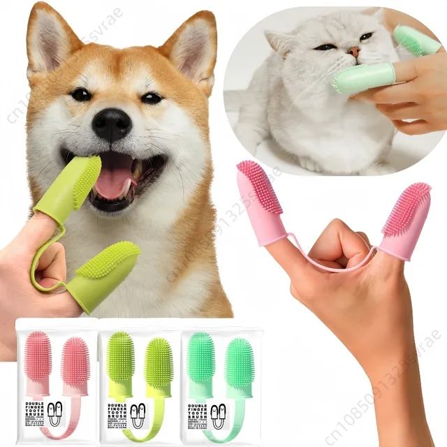 Dog Soft Double Finger Toothbrush Pet Teeth Clean Bad Breath Care TPR Tooth Brush Clean Tool Cats Toothbrush Accessories perros Dog Soft Double Finger Toothbrush Pet Teeth Clean Bad Breath Care TPR Tooth Brush Clean Tool Cats Toothbrush Accessories perros