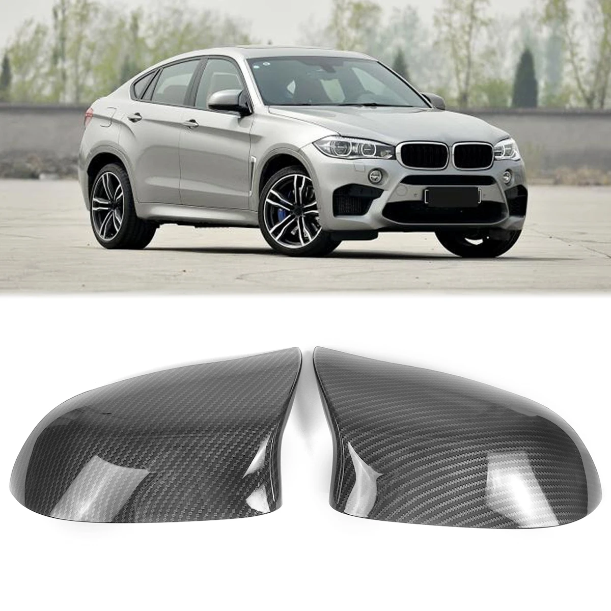 

2 шт. черные чехлы для зеркала заднего вида из углеродного волокна для BMW X5 F15 X6 F16 2014-2018 замена-не подходит X5M