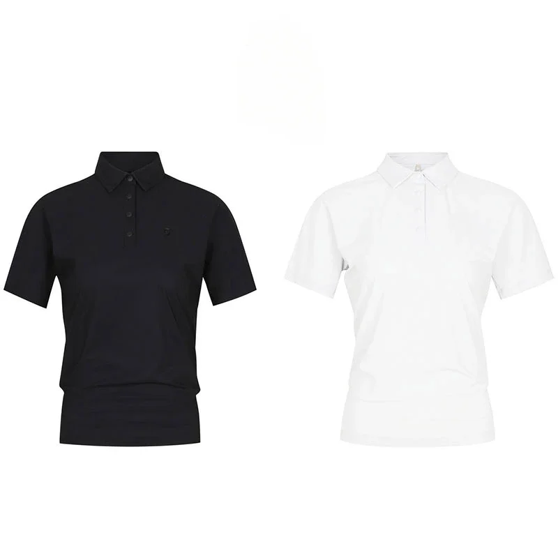 

Golf Wear 2024 Summer Women's Lapel Half Button-up Golf Shirt Breathable Short Sleeve T-shirt Quick-dry