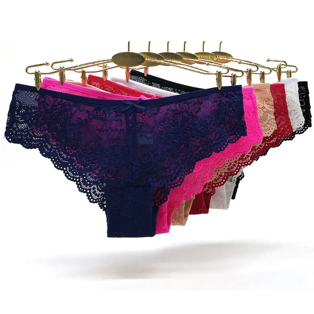 

3pcs/lots Women Briefs Sexy Full Lace Panties Hollow Out Low-waist Female Shorts Soft Solid Color Breathable Underwear Fast Ship