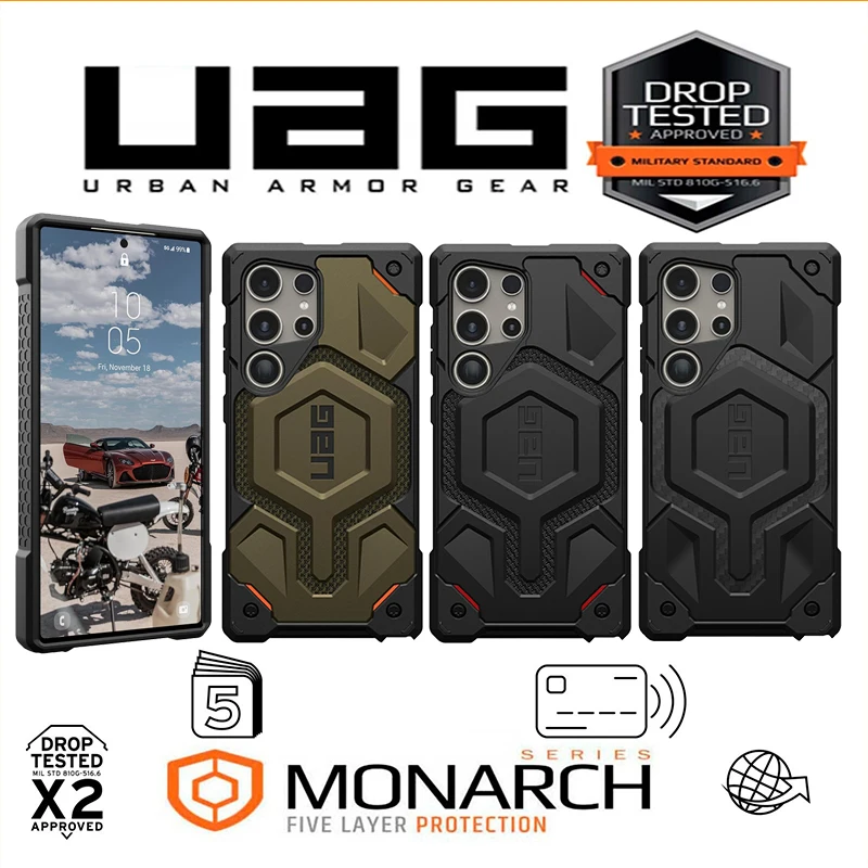 Оригинальный чехол UAG Monarch для телефона Samsung Galaxy S24 S24 Ultra/Plus, защитный чехол, прочный чехол из углеродного волокна, кевлар