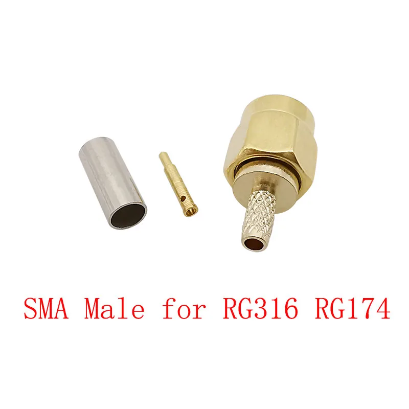 

Позолоченный SMA штекер обжимной припой для кабеля RG316 RG174 LMR100
