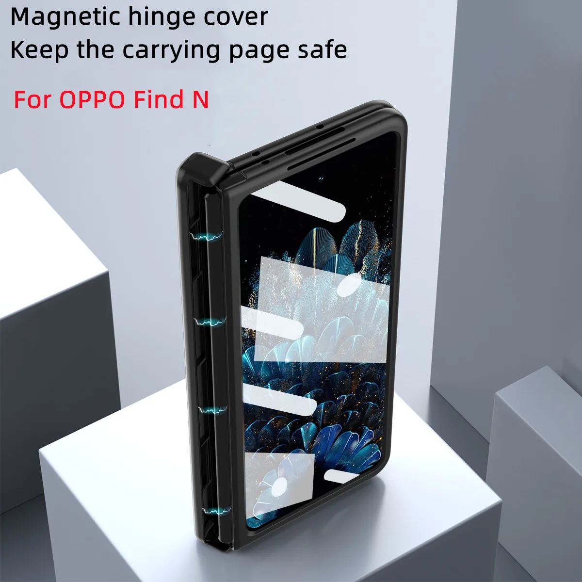 Magnetic Hinge Folding Case For VIVO X Fold High-end Business Nappa Leather With Hidden Bracket Anti-fall Anti-fingerprint