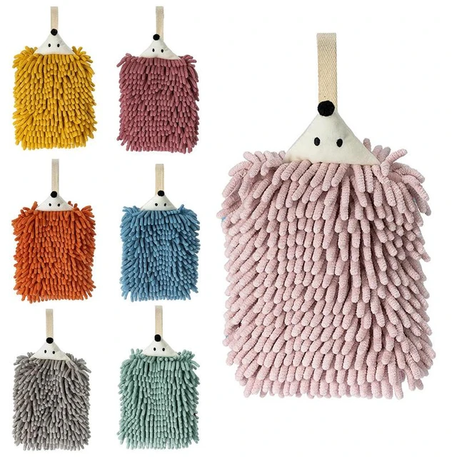 Chenille Hand Towels Kitchen Bathroom Hand Towel with Hanging Loops Quick  Dry Soft Absorbent Microfiber Towels Animal Hedgehog
