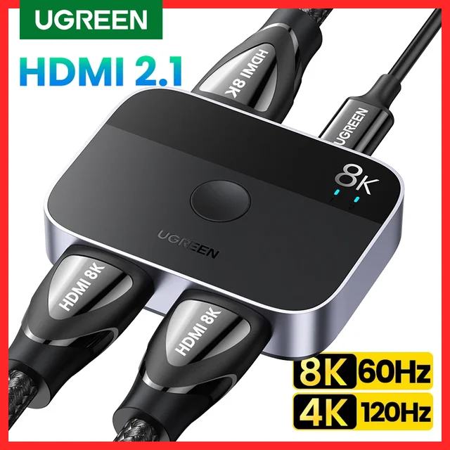 UGREEN HDMI 분배기 8K 60Hz 4K 120Hz 2 in 1 TV 샤오미 Xbox SeriesX PS5/4 HDMI 케이블 모니터 프로젝터 HDMI 2.1 스위처