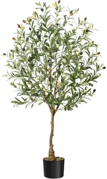 Olive Trees Artificial Indoor, Tall Olive Tree Plants, Faux Olive Tree with Realistic Trunk, Leaves, Fruits for Home Decor 1