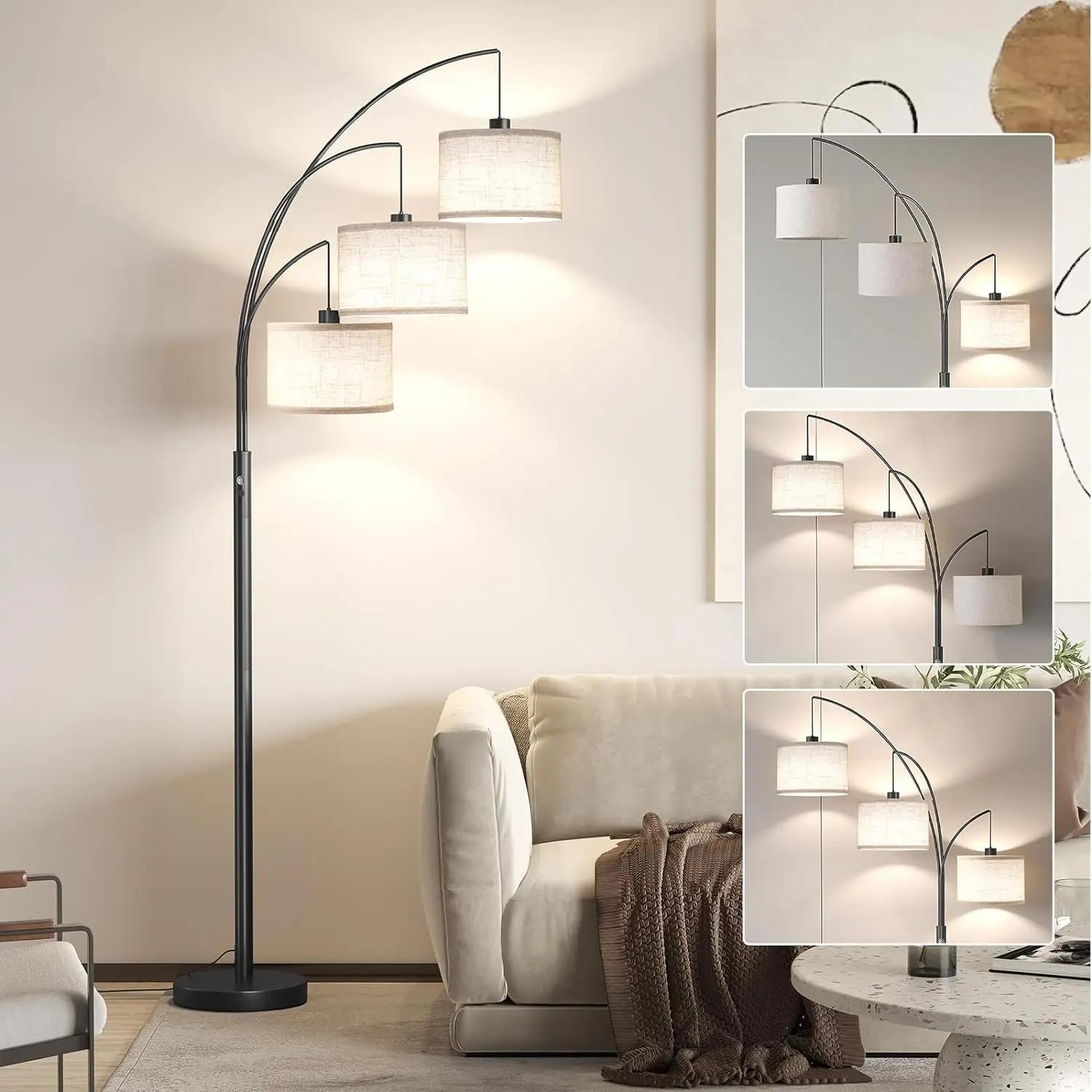 

Lights Floor Lamp for Living Room, 78" Tall Standing Lamp with Hanging Drum Shade, Modern Arc Floor Lamps with Heavy Base