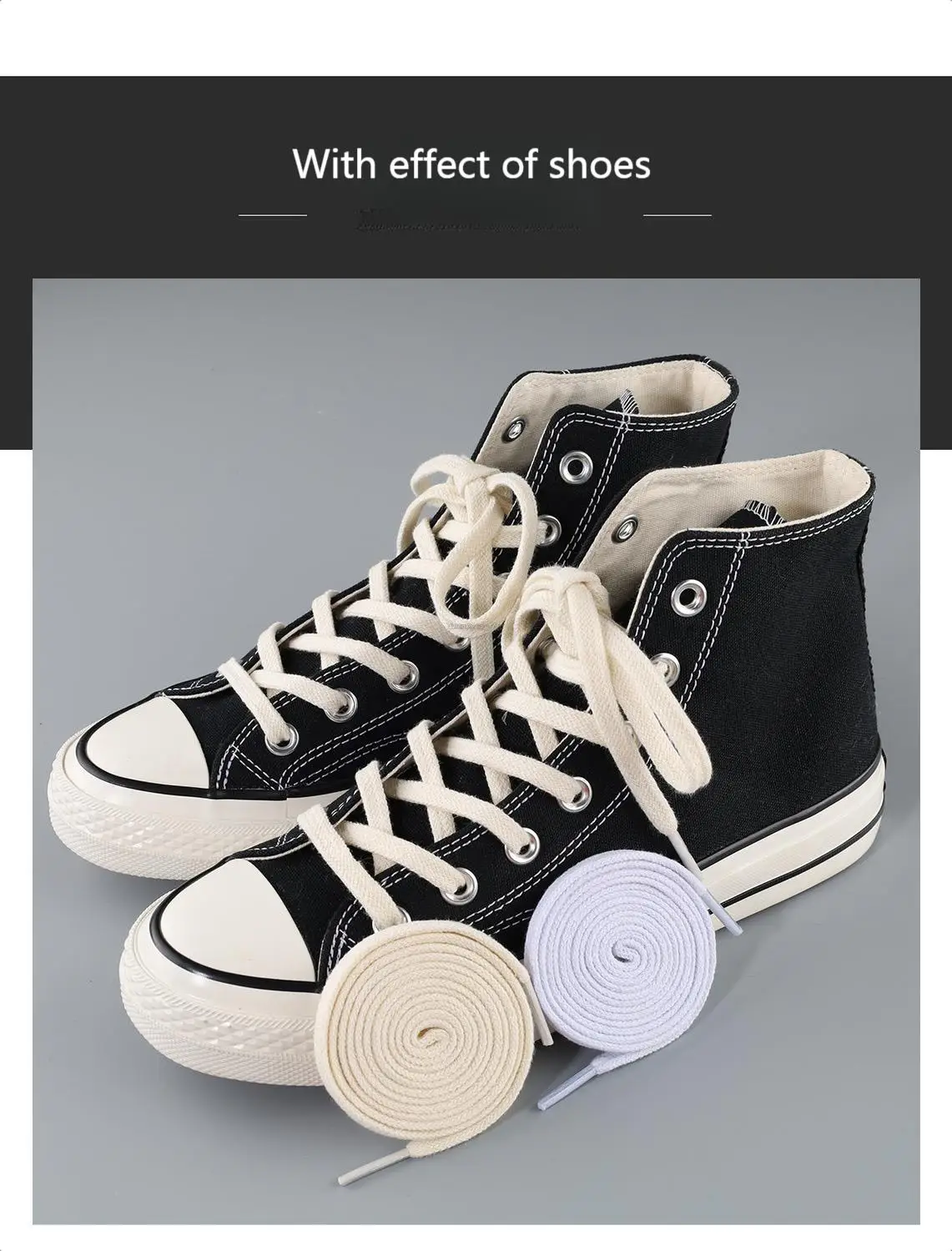 Flache, solide Schnürsenkel für Laufschuhe, klassische Canvas-Schnürsenkel in Schwarz und Weiß für Sneaker, Damen, Herren, Freizeitschuhe – Detail 9