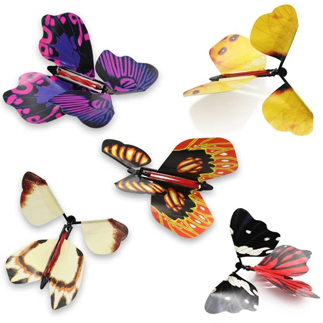 10PCS Flying Butterfly Magic Wind Up Flying Butterfly Surprise Box  Explosion Box In The Book Rubber Band Powered Magic - AliExpress