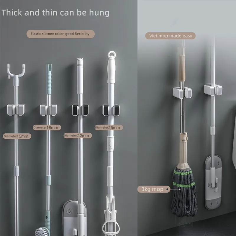 2 pcs Wall Mounted Mop Holder Bathroom Accessories No punching Multi-Purpose Kitchen Strong Mop Hanger Broom Holder Mop Racks 5 2 pcs Wall Mounted Mop Holder Bathroom Accessories No punching Multi-Purpose Kitchen Strong Mop Hanger Broom Holder Mop Racks 5