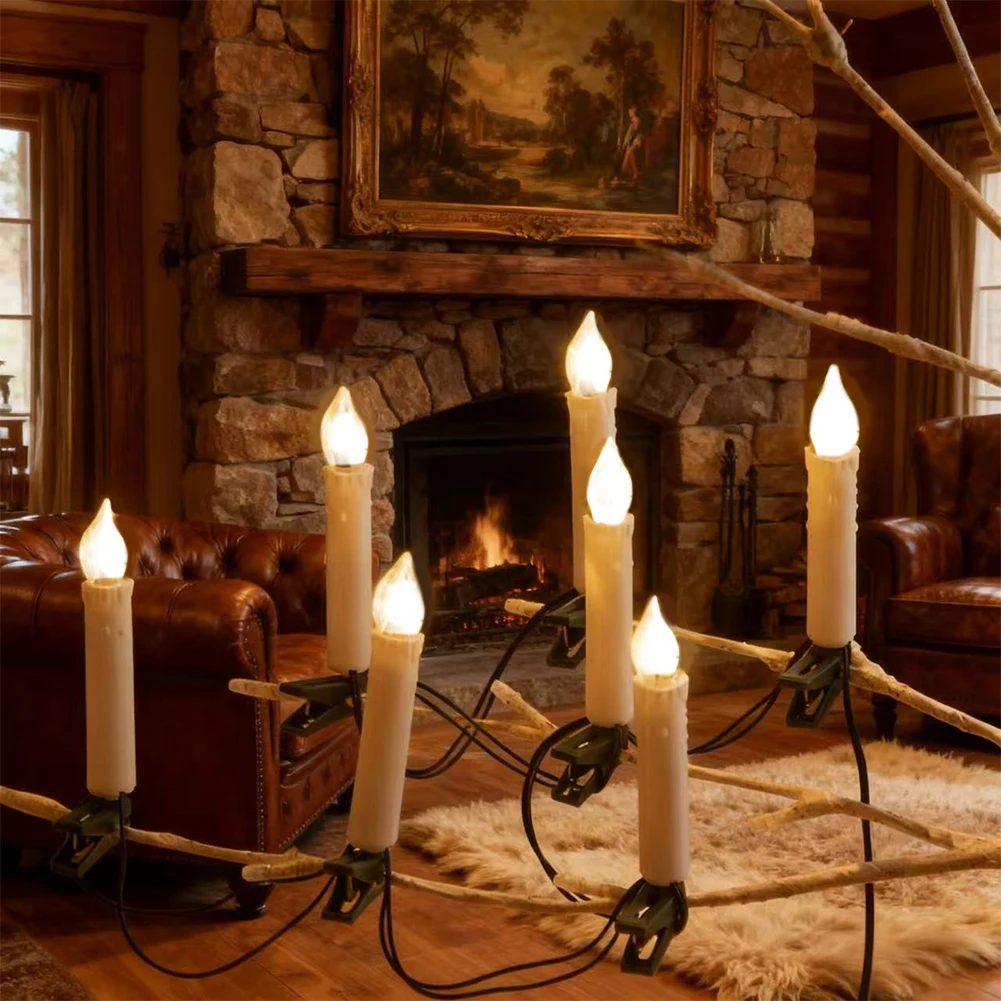 Battery Powered Flameless Candle String Lights 1/2/3m LED Christmas with Clips for Xmas Tree Holiday Wire Lighting Home Decor