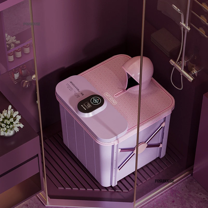 Thickened Adult Folding Bathtub Home Automatic Heating Hot Tub Full Body Sweat Steaming Constant Temperature Portable Bathtubs