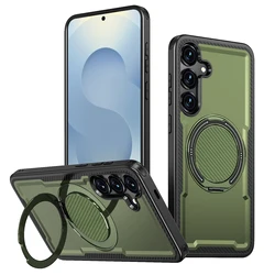 360° Rotating Magnetic TPU Phone Case with Shockproof Kickstand and Slim Design - Galaxy A26 (Green)