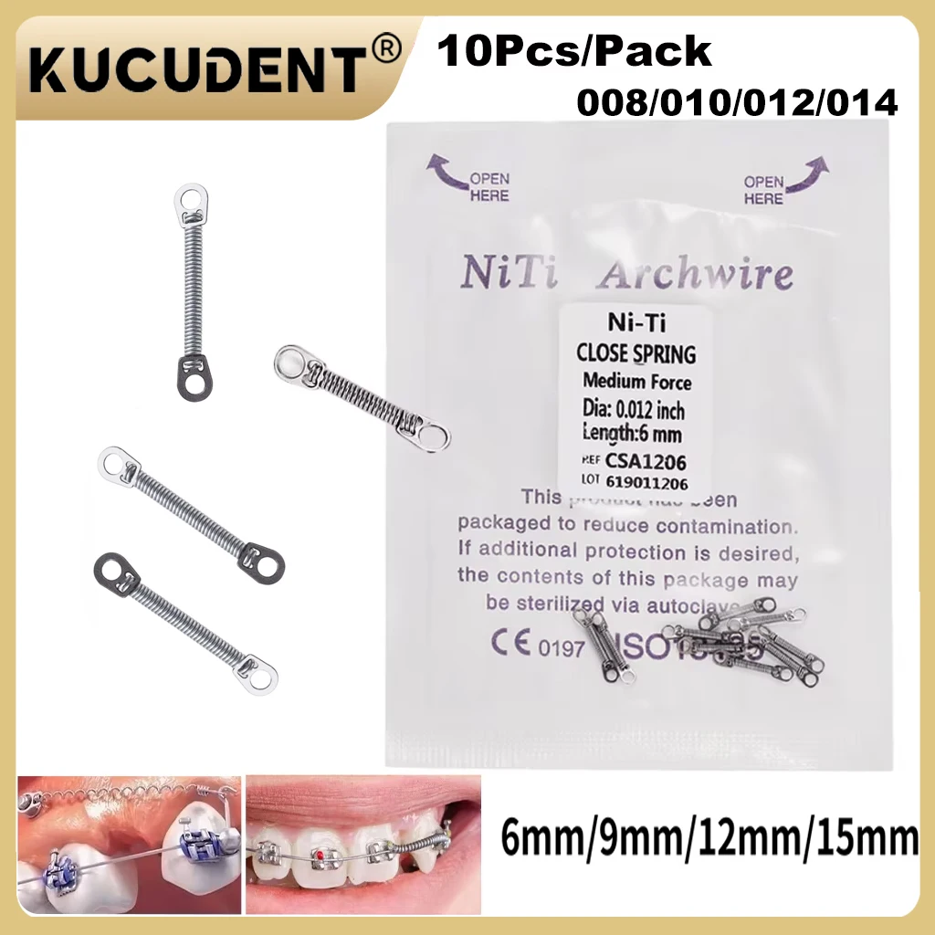 10Pcs/Pack Dental Orthodontic Torque Spring Dental Niti Open Closed Coil Spring Single Anterior Teeth with Big Pull Ring