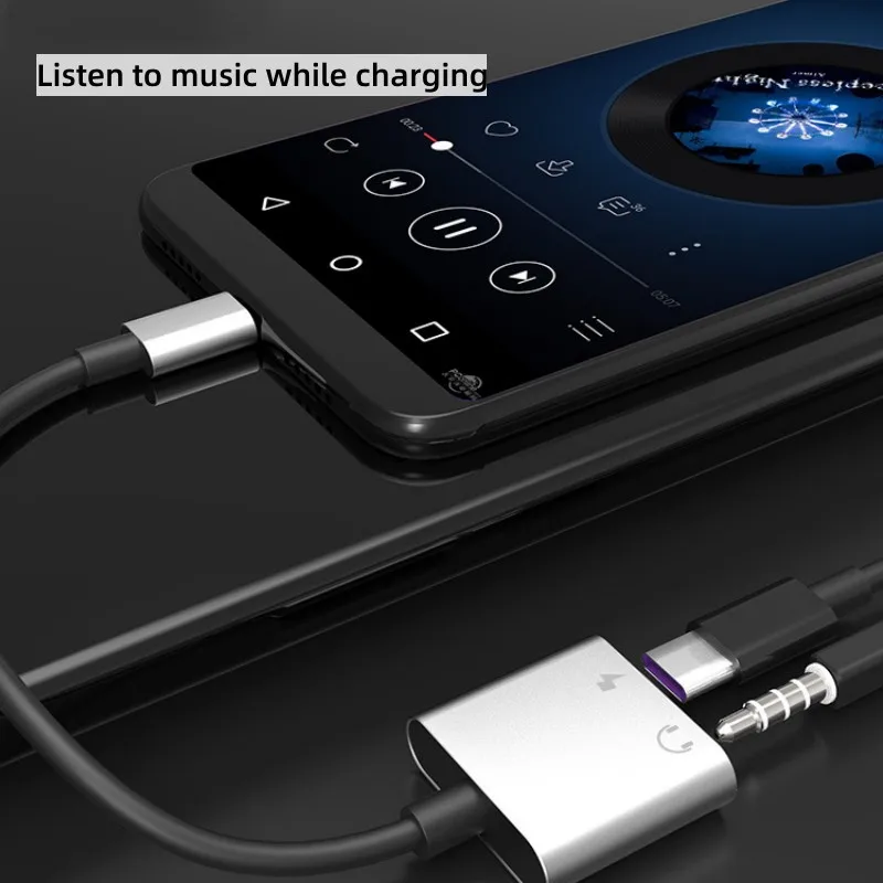 2 in 1 Audio Adapter Type C To 3.5mm Jack Charging Aux OTG Adapter For Samsung Xiaomi 12 Huawei Wired Earphone Converter