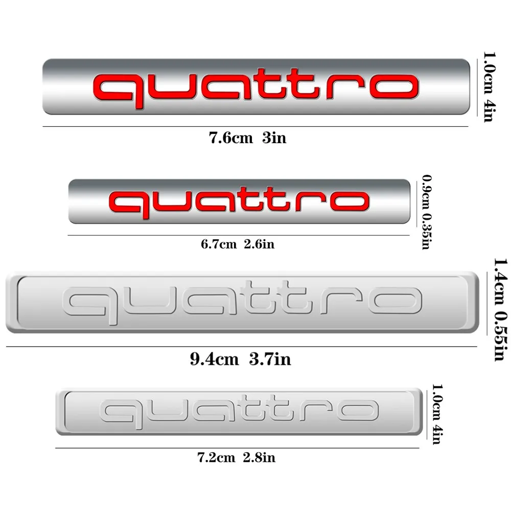 3D ABS QUATTRO Car Trunk Emblem Sticker Decor Accessory