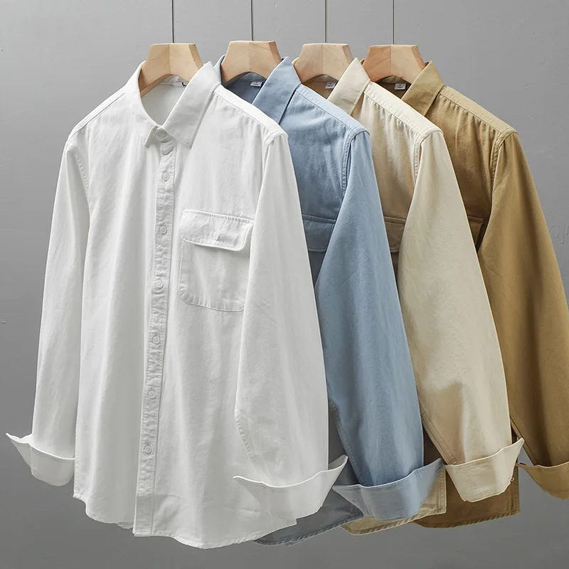 2023 New Men's Pure Cotton Long Sleeve Single Breasted Shirts Spring Autumn Korean Shirt Unisex Fashion Casual Shirt Regular