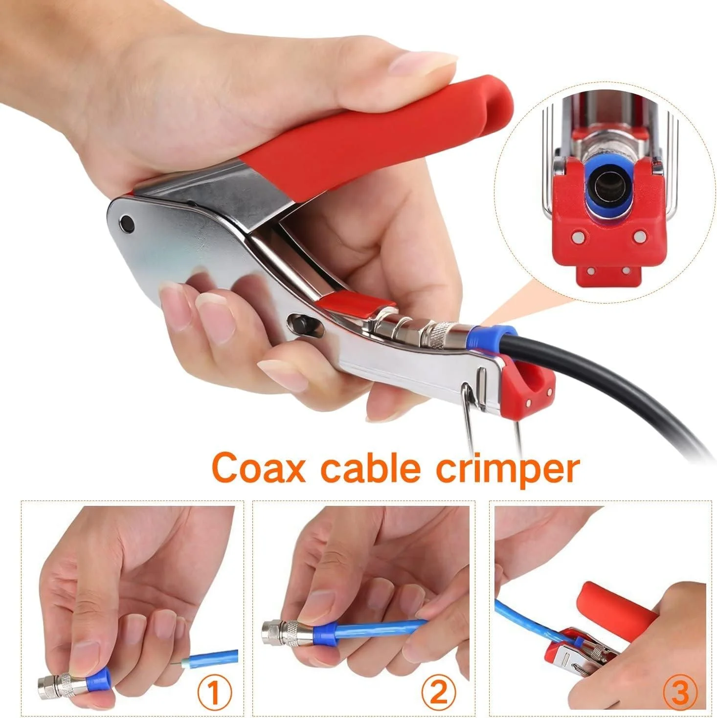 3-in-1 Coax Cable Kit Coaxial Cable Crimper Wire Stripper 20PCS F-Type RG6 Connector Adjustable RG59/6/11/7