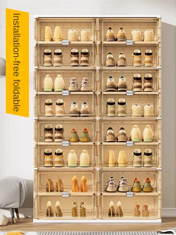 

German foldable shoe cabinet, home doorstep storage box, transparent box, multi-layer rack, new popular 2024