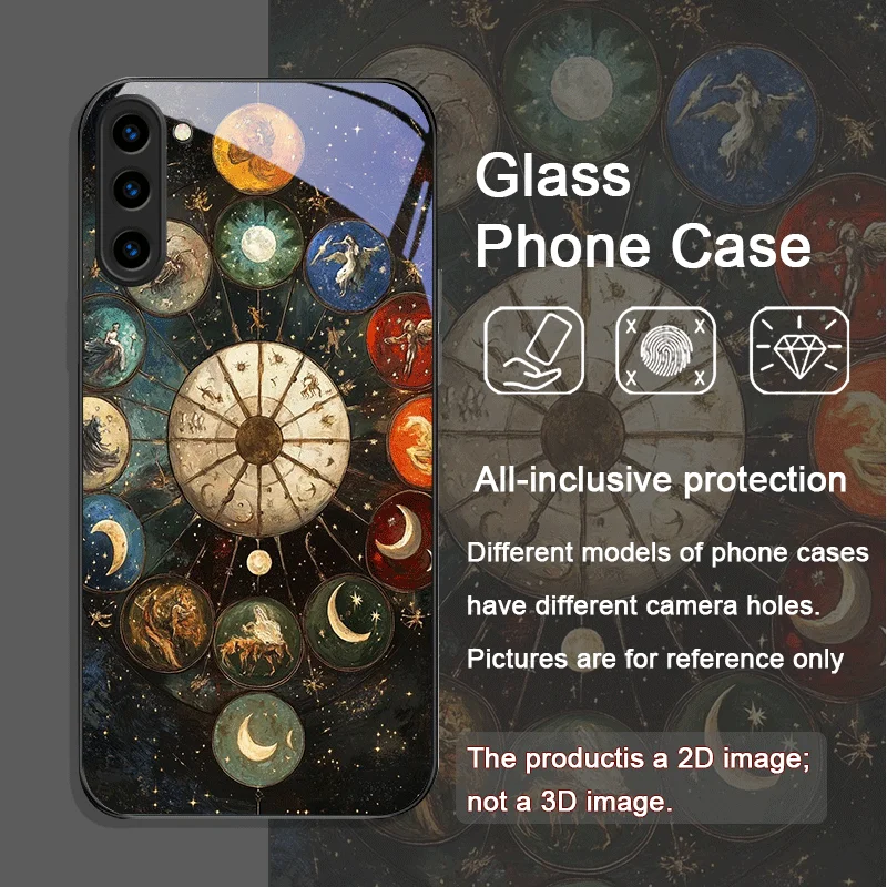 Stylish Stars and Moon Constellations Tempered Glass Phone Case