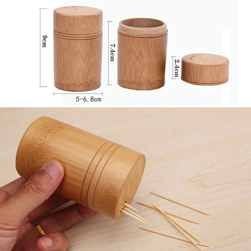 Porte-Cure-Dents En Bambou Avec Couvercle - Boîte De Rangement Cuisine | Distributeur Pratique Et Hygénique