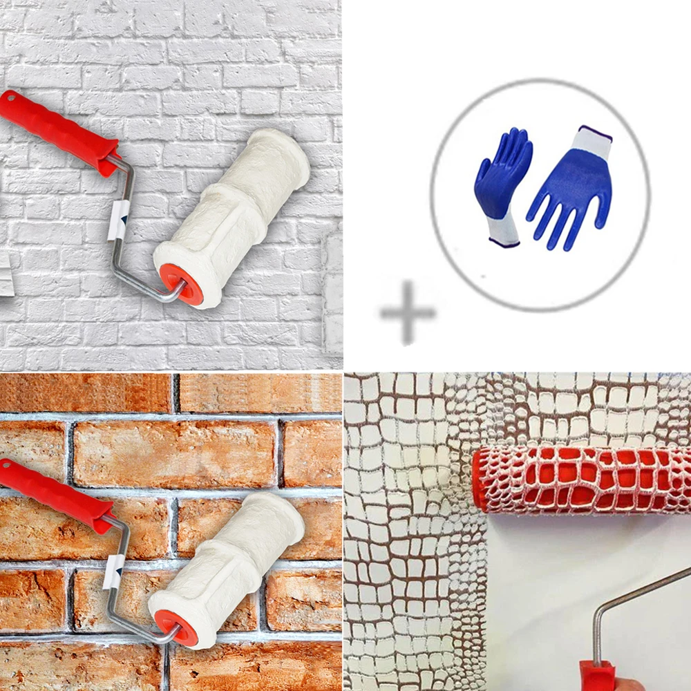 New Pattern Paint Roller Polyurethane Tool Environmental Protection Stamp Roller Decorative Cylinder Imitate Stone for Wall