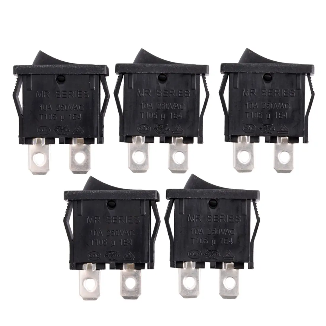 

Keszoox 5Pcs Toggle Switches AC 125V/12A 250V/10A SPST 2P 2 Position Mini Boat Power Rocker Switch Black