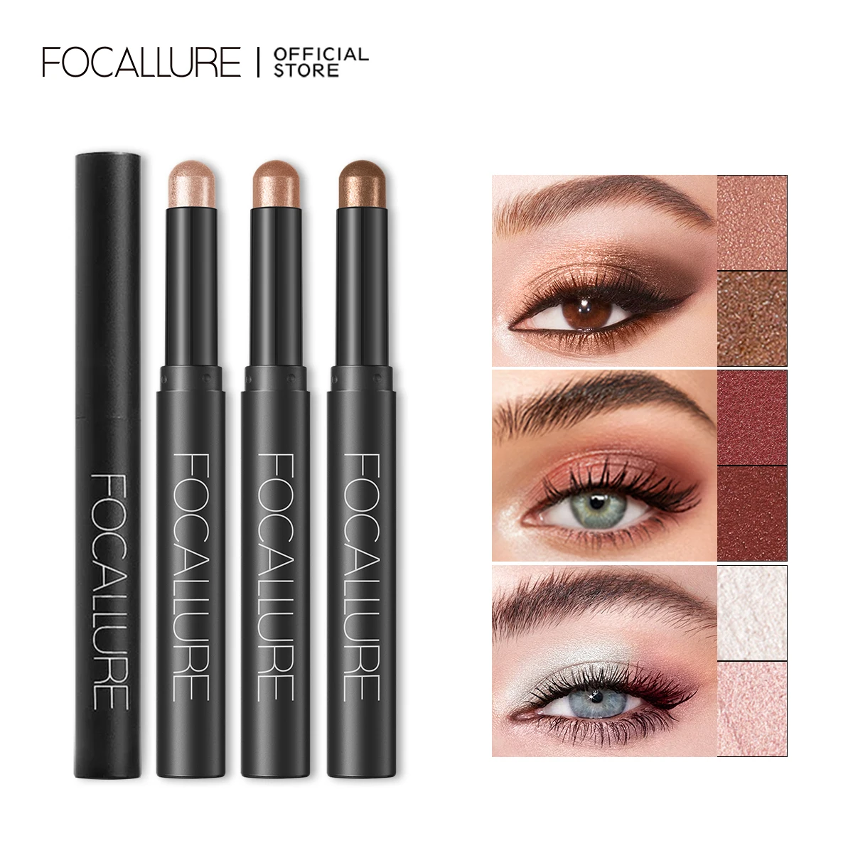 Focallure 3 Pcs/set Eyeshadow Sticker Cosmetics Shadows Pencil Eyeliner