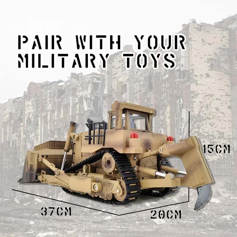 HUINA  Delin 1554-D9R Desert Yellow Engineer bulldozer 1:18 multifunctional remote control engineering car children's gift Toy 3