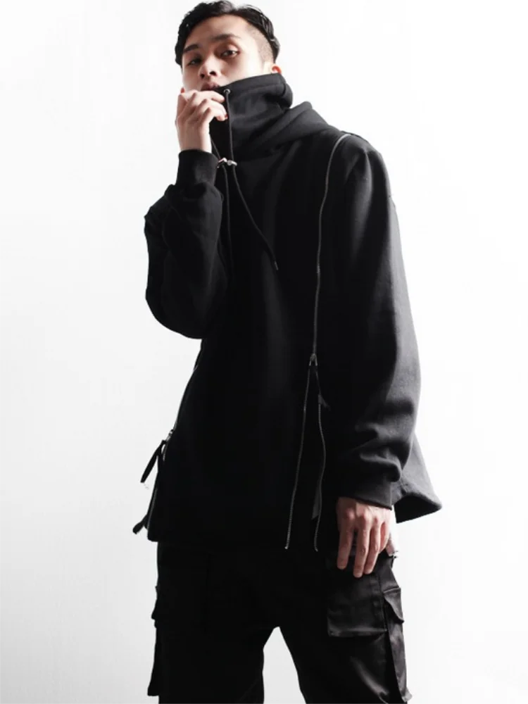 

Мужская толстовка с капюшоном индивидуальная стильная на молнии украшенная искусственная Двухступенчатая одежда Готическая Толстовка большого размера