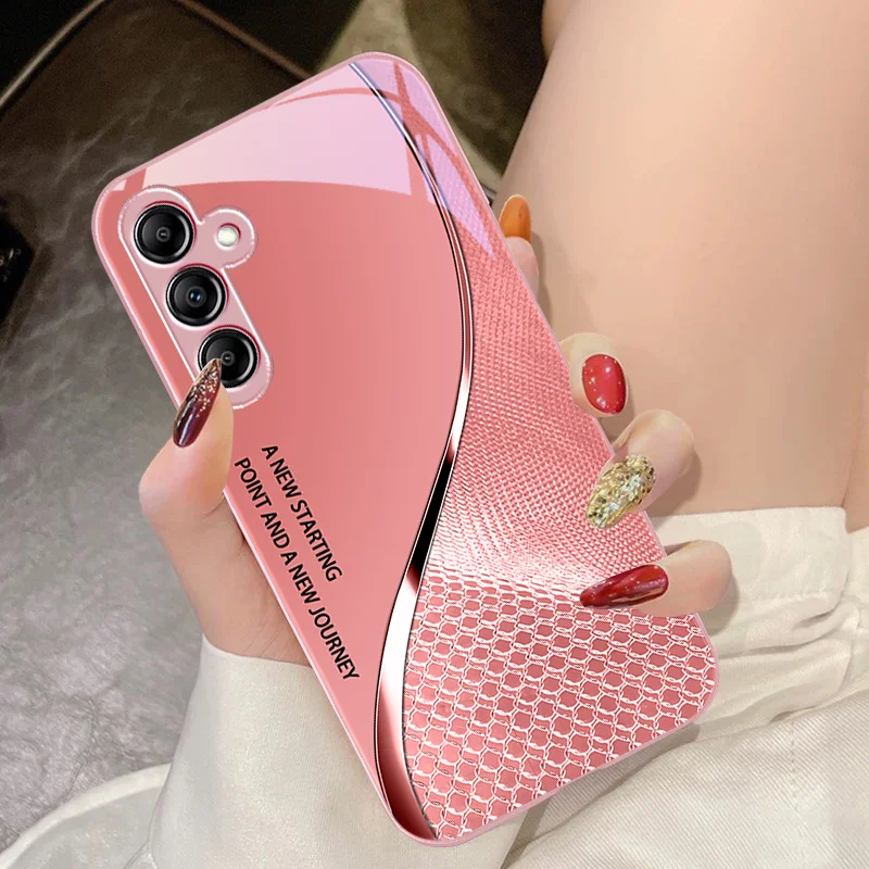 Mesh Curve Texture Tempered Glass Phone Case