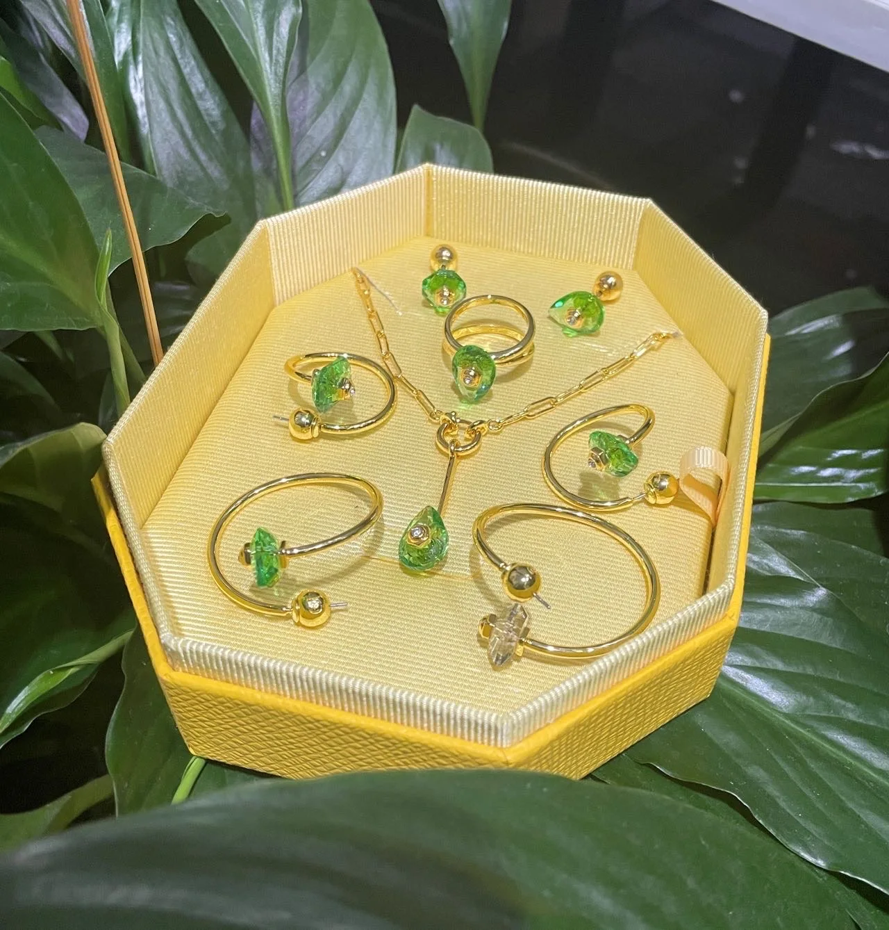 Original Lucent 2024 Fine Jewelry Sets Charming Luxury Green Crystal Millenia Women's Necklaces Bracelet Earrings Ring With Logo