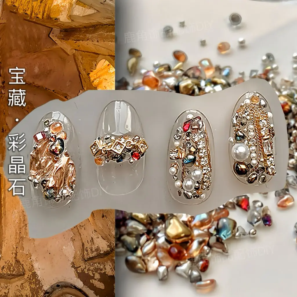 고급 불규칙 소재 크리에이티브 주얼리 수제 DIY 다이아몬드 네일 아트 스톤 장식, 컬러 스톤 도구, 15g