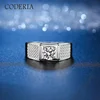 Real Solid 925 Sterling Silver Men's Ring Plated 18K White Gold D color VVS1 Diamond 1-2 Carat Moissanite Rings Luxury Jewelry 3
