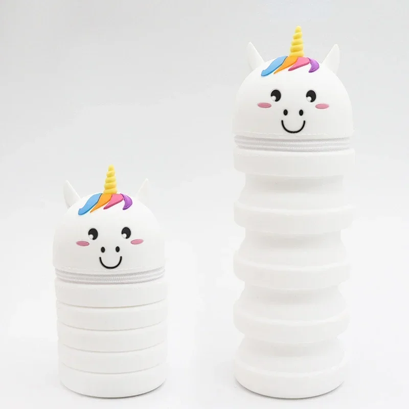 Trousse à Crayons Debout, Pochette à Crayons Télescopique Avec Fermeture éclair, Boîte à Crayons Porte-stylo Portable, Trousse De Maquillage En Velours Côtelé Pour Le Bureau De L'école(Bleu