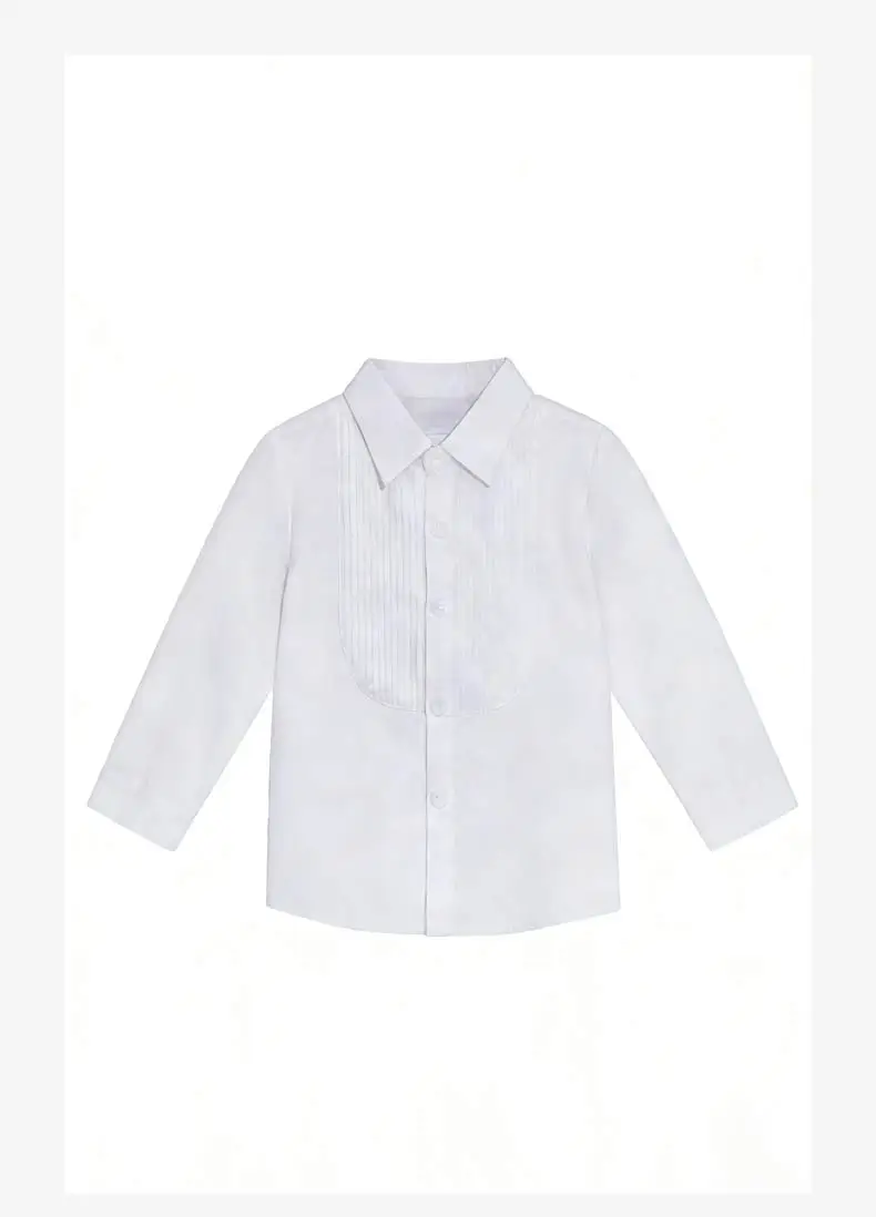 قميص رسمي للأولاد بأكمام طويلة باللونين الأسود والأبيض، بتصميم توكسيدو مع طيات أمامية وأزرار، قميص بأكمام قصيرة للأطفال لحفلات الزفاف