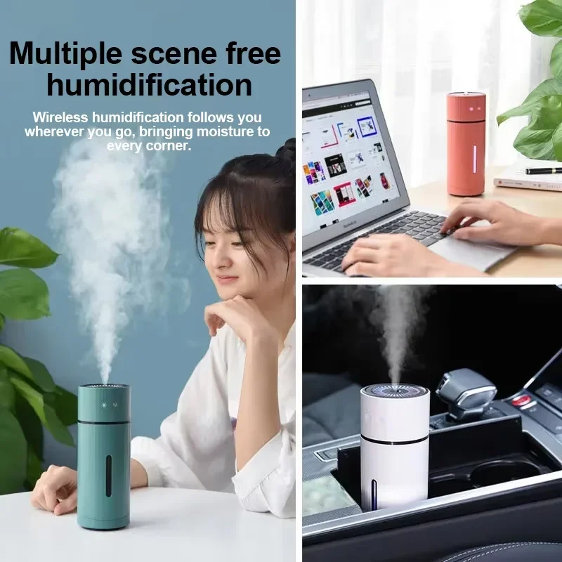 300ML 무선 가습기 USB 아로마테라피 디퓨저 USB 충전식 배터리 초음파 쿨 미스트 메이커 조용한 포거 0개 판매됨