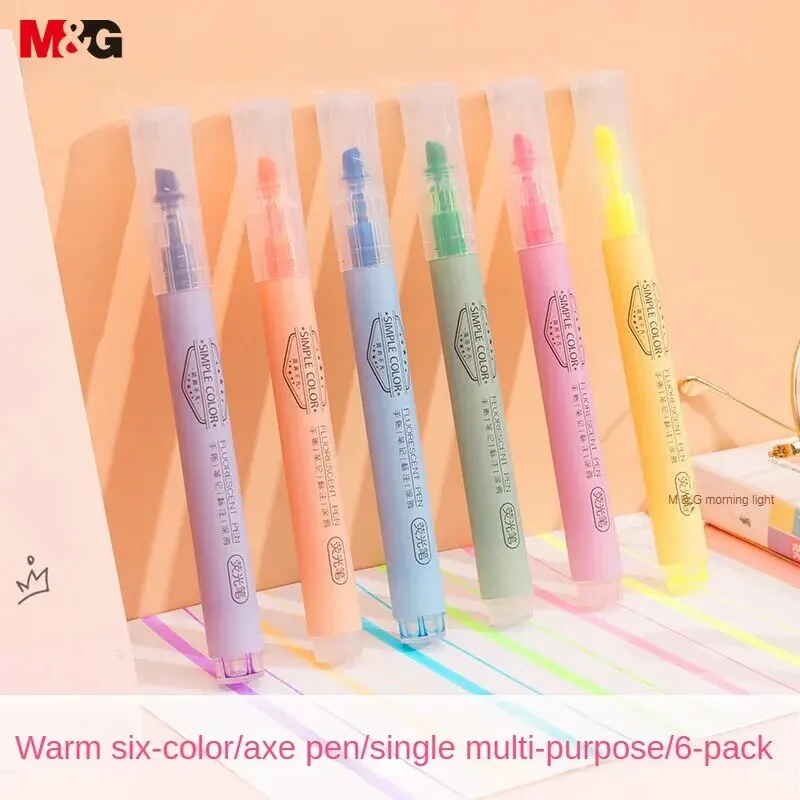 M&G Stationery 3/6 Colors Highlighter Office Student Universal Eye-catching Key Markers Star Color Series Marker highlighter pen marker pen highlighter marker