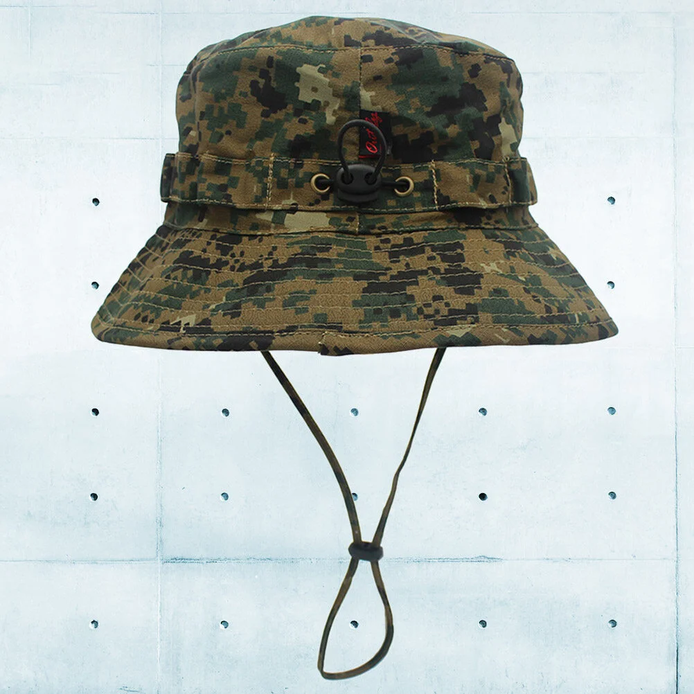 Camouflage Boonie Hat Ripstop Bucket Hat with Chin Strap for