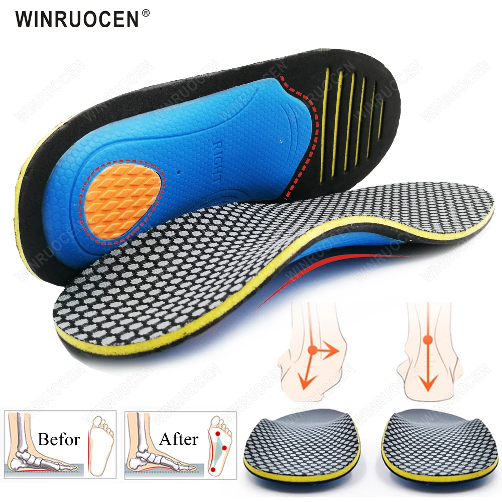 Sneaker Soft Elastic Sport Orthopedic Insole Flat Feet Plantar Fasciitis Shock Absorption Running Shoe Sole Men Women Boots Pads