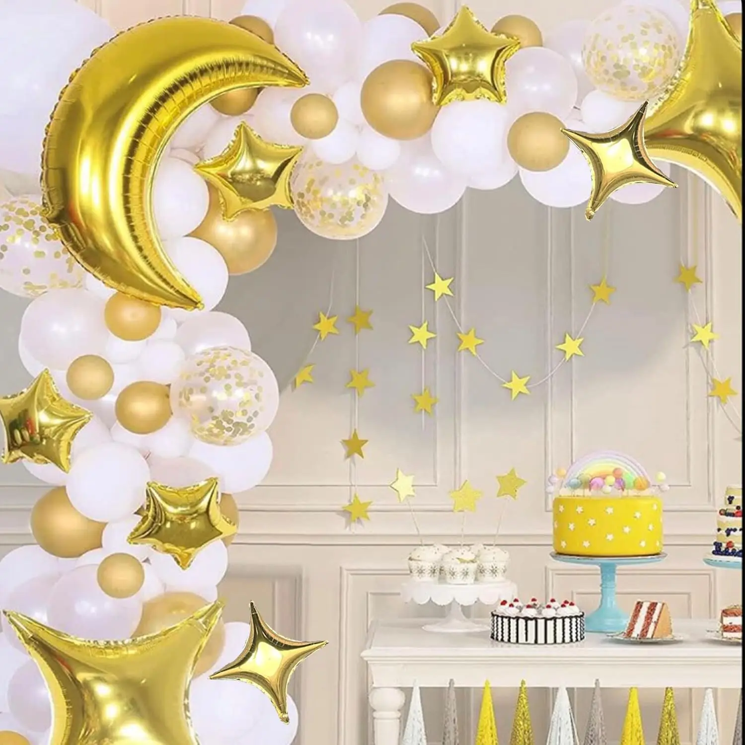 24 Stück Mond-Stern-Folienballons, Gold-Silber, großer Mondballon für Eid Mubarak, Babyparty, Jahrestag, Geburtstag, Party-Dekoration – Detail 10