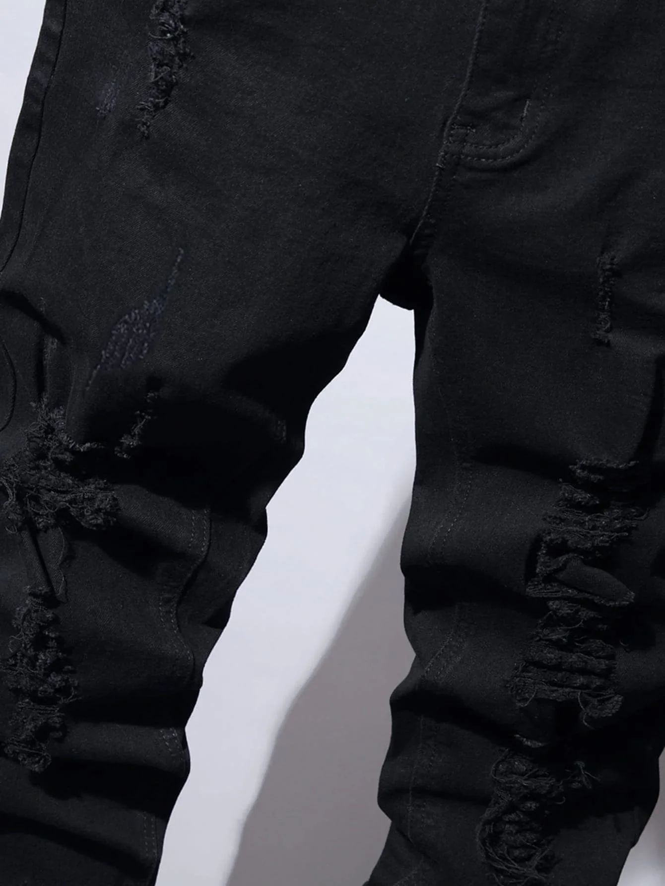 Men Slim Biker Ripped Long Denim Trousers Skinny Jeans pocket Young Man Jogging Pants Destroyed Stretchy Black Pants