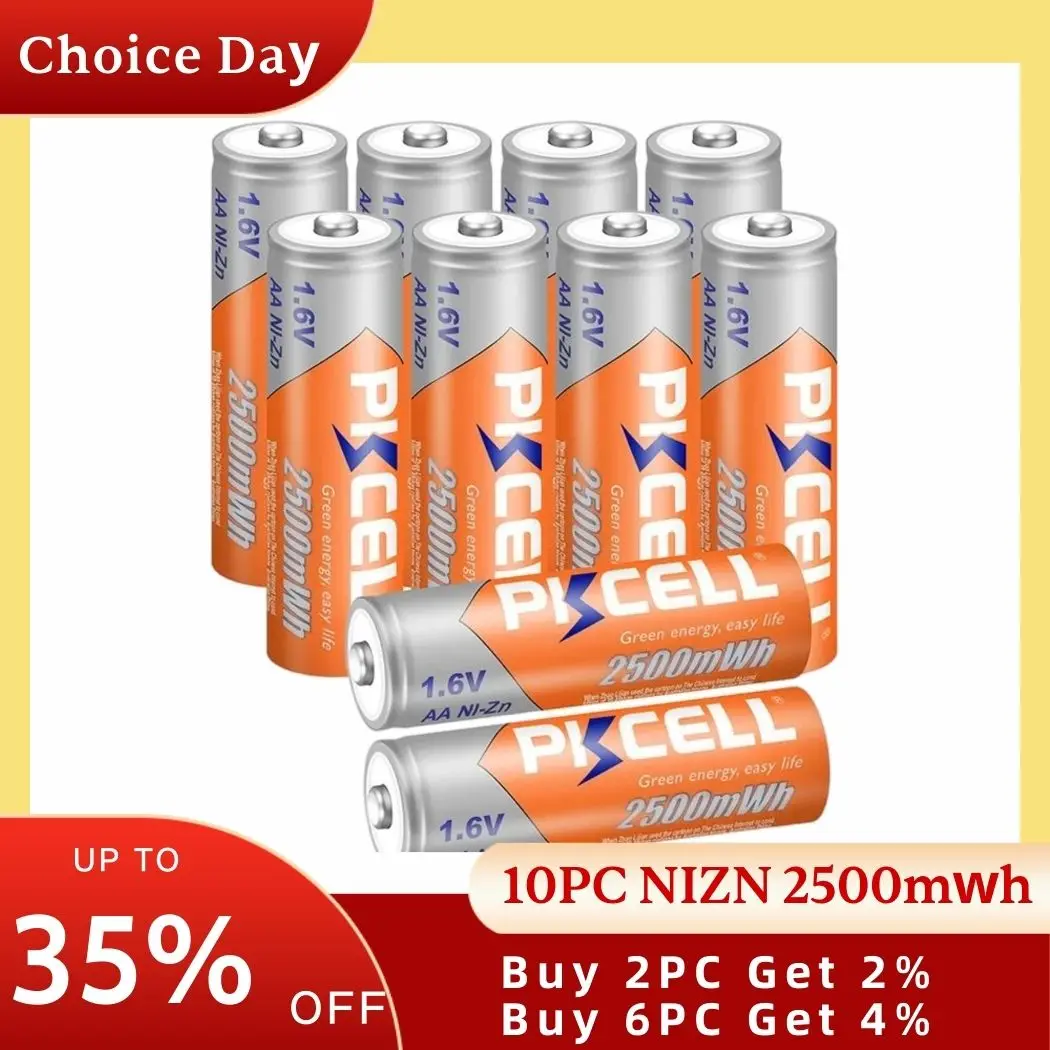 4/8/12PC 1.6V Ni-Zn AA Rechargeable Batteries 2A  2500mWh NIZN camera Toy Battery with NIZN Battery Charger for AAA/AA Batteries