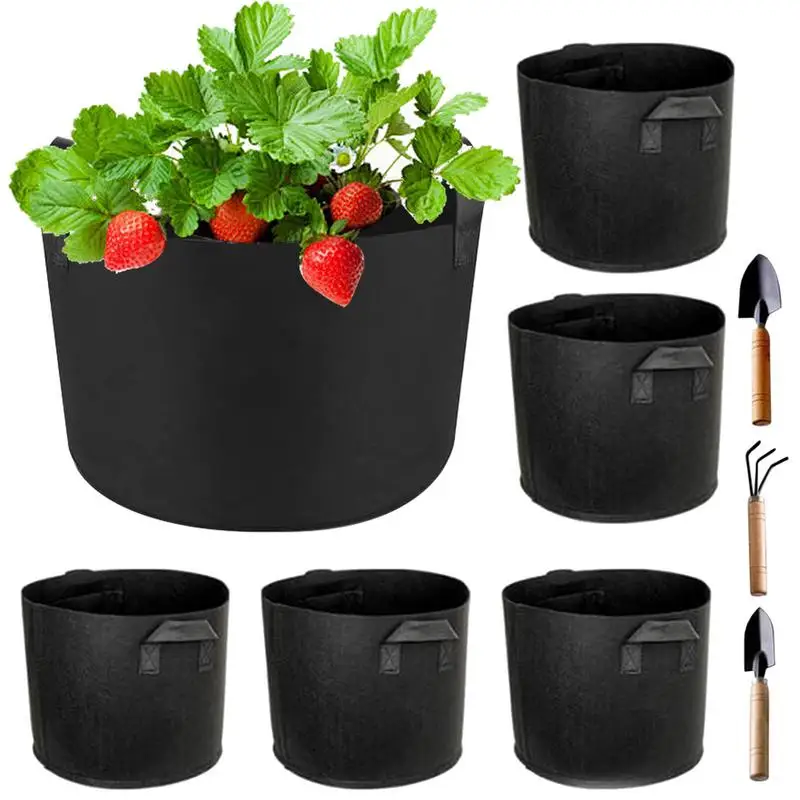 

Garden Grow Bags 6PCS 5 Gallon Aeration Fabric Pots With Reinforced Handles Gardening Bags For Fruits Vegetables And Flowers