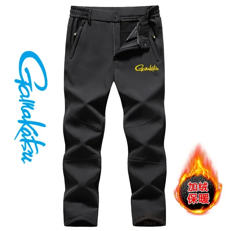 

Gamakatsu 2024 Autumn and Winter New Fishing Pants Men's Outdoor Charge Pants Plush Thickened Mountaineering Fishing Warm Pants