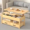 Lift Top Coffee Table,3-in-1Multifunctional Coffee Table with Drawers&Hidden Compartments,Coffee Table Converts to Dining Table 5